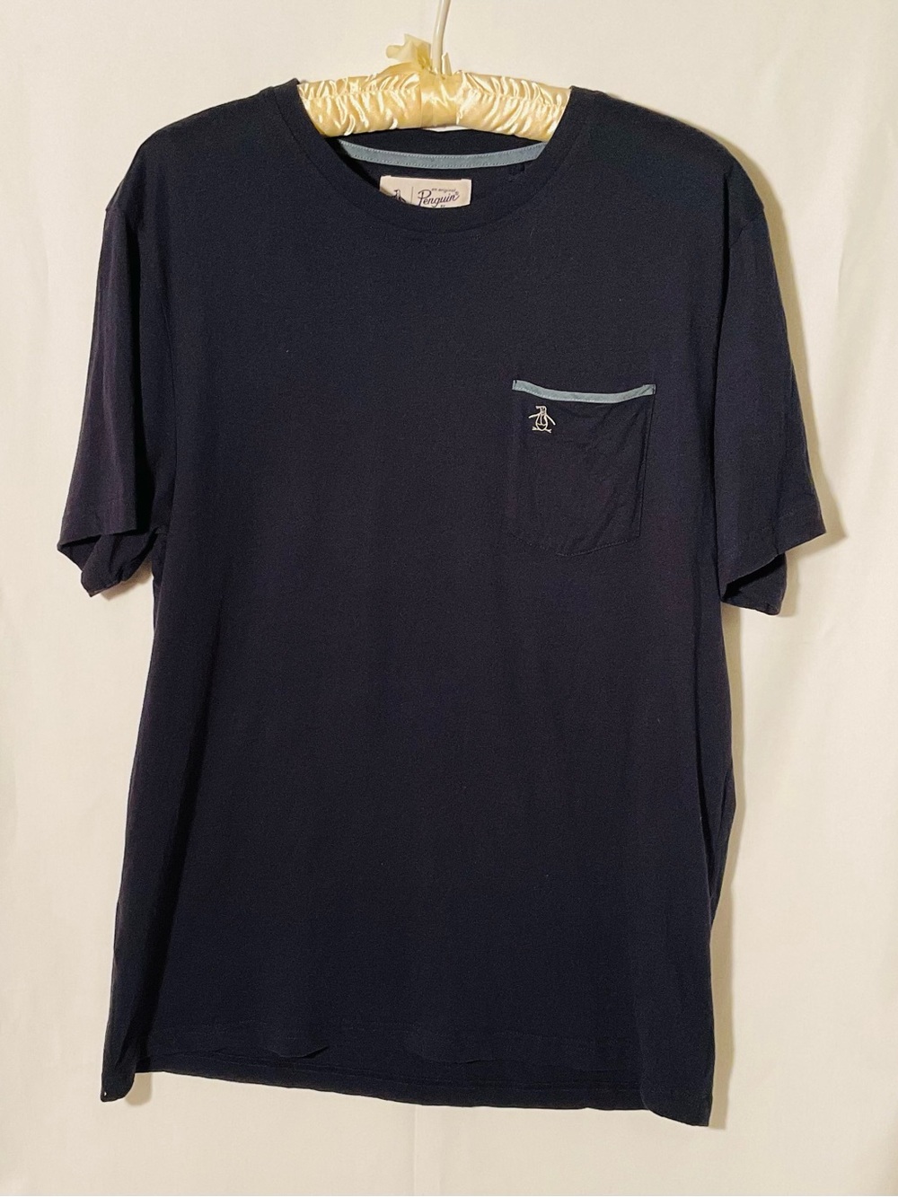 Original Penguin Navy Short-Sleeve Pocket Tee with Light Gray Trim